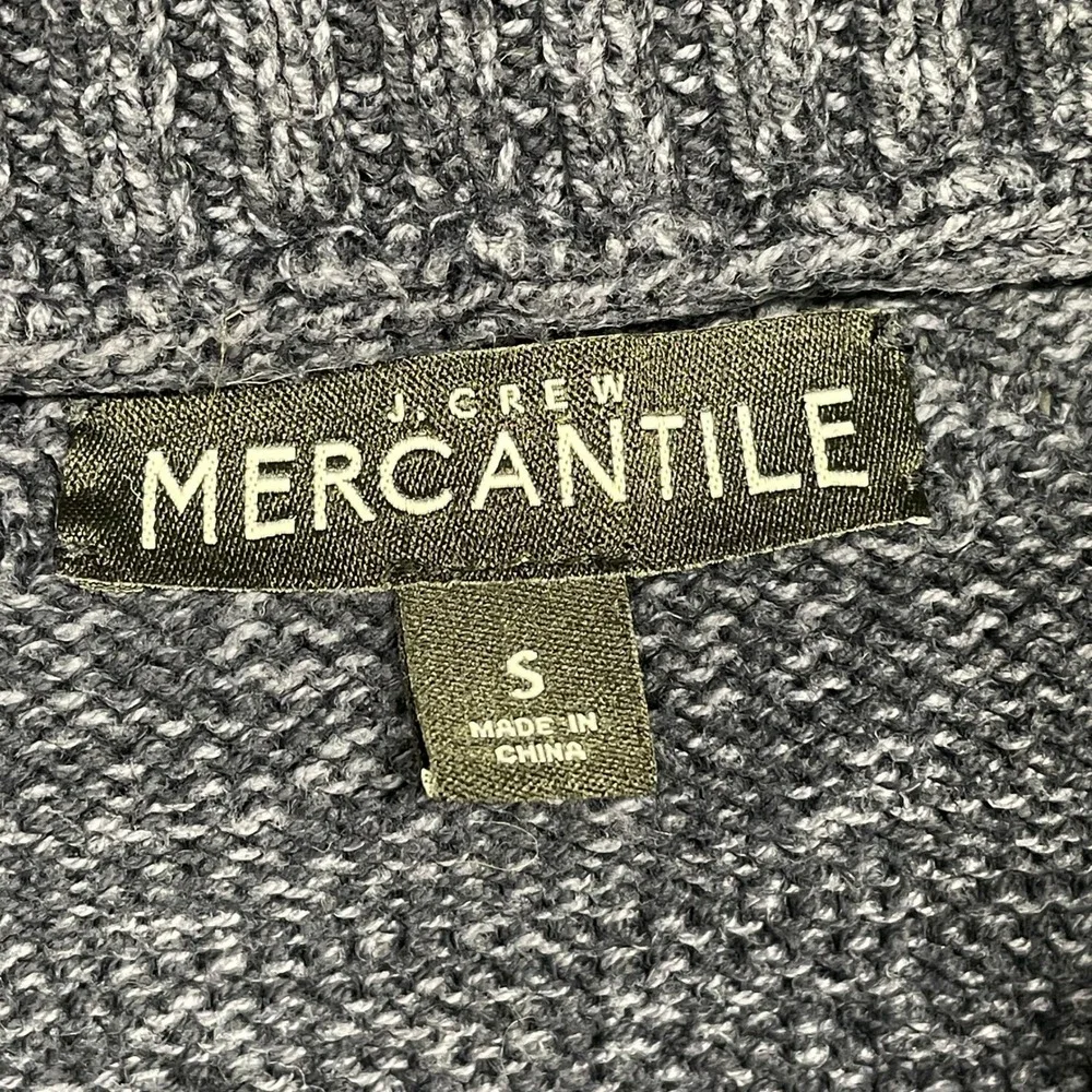J.Crew Mercantile Cardigan Men Small Blue Shawl Collar Cable Knit Cotton Sweater